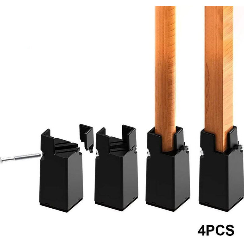 Zvd Möbel-erhöhungen, 4 Robuste Stuhl-erhöhungen, Trägt Bis Zu 2300 Kg, Einfache Montage, Für Bett, Tisch, Stuhl (schwarz, 4")