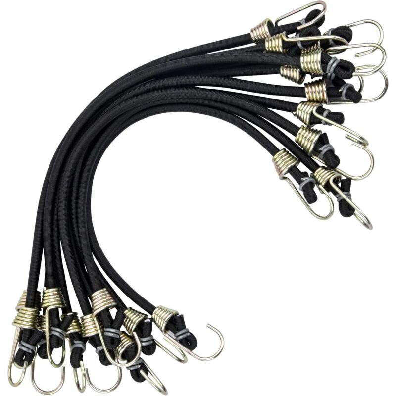 Robustes 10-punkt-elastikseil Mit Mini-elastikhaken, Universelles Extrem Belastbares Elastikseil, Ideal Für Zelte, Camping, Motorräder, Anhänger, Gepäckwagen Und Fahrräder, Schwarz