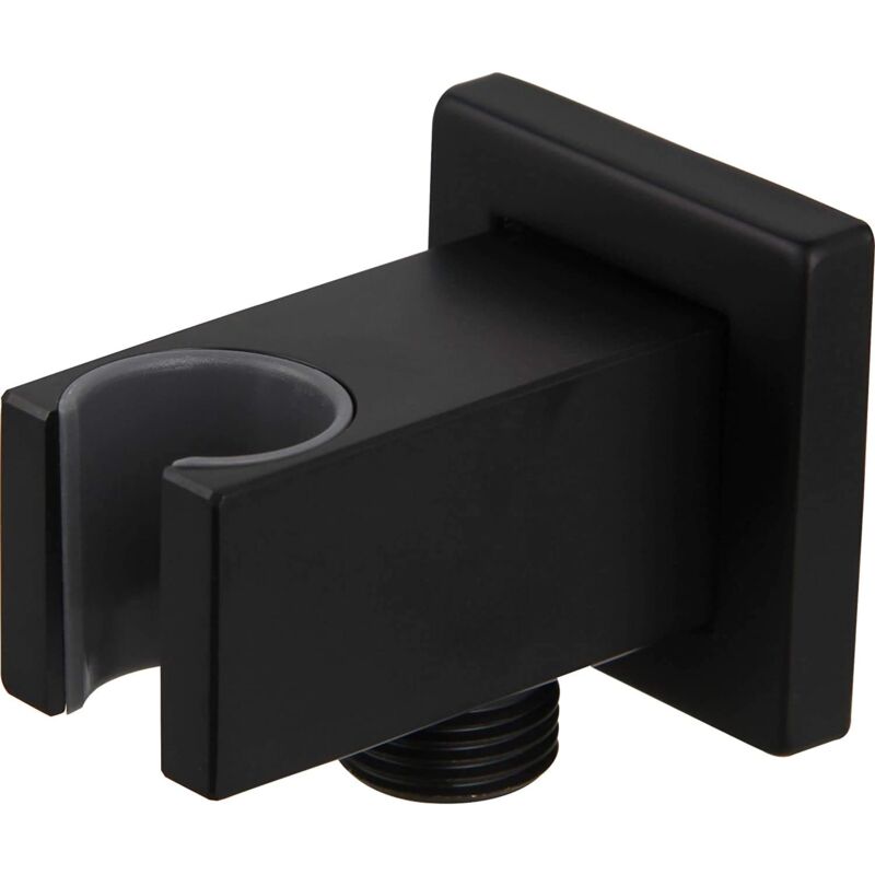 Zvd Duschstangen-gleitstück, Wandhalterung Aus Massivem Messing Mit Wasserauslass, Wandanschlussbogen Für Handbrause 1/2" Npt, Schwarz