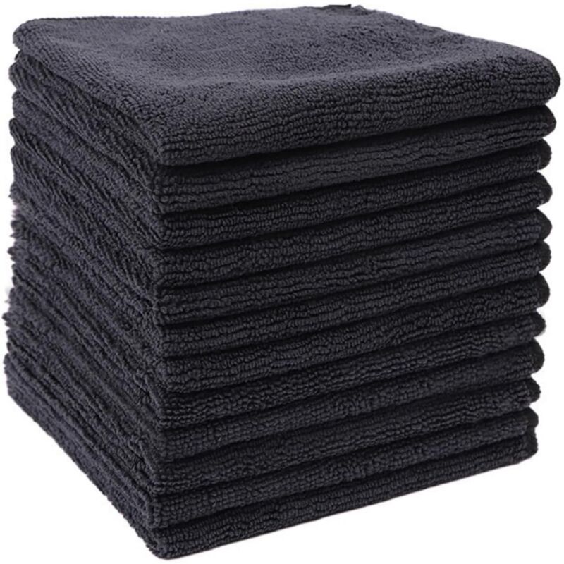 Zvd Schwarze Mikrofasertücher, Haushalts-reinigungstücher, Küchentücher Aus Baumwoll-polyester, Scheuertücher (30x30 Cm, 12 Stück)