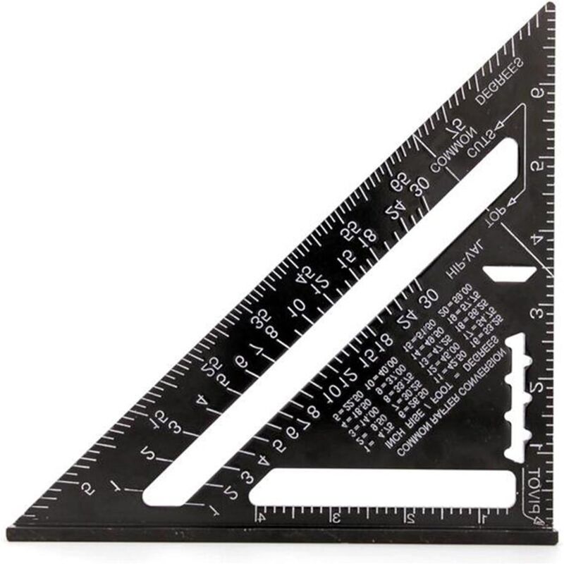 Zvd 7-zoll Schwarzes Dreieckslineal, Zimmermannswinkel, Aus Aluminiumlegierung, Hochpräzises Messwerkzeug Für Zimmerleute Und Ingenieure