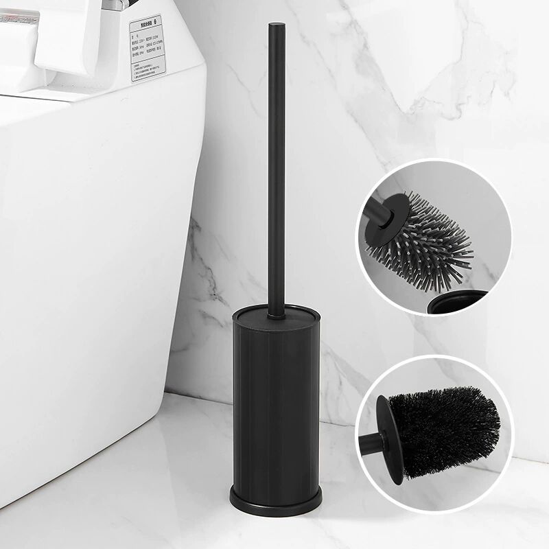 Zvd 304 Wc-bürste Aus Edelstahl Mit Halter, Runder Eimerständer, Toilettenbürste Für Das Badezimmer (schwarz)