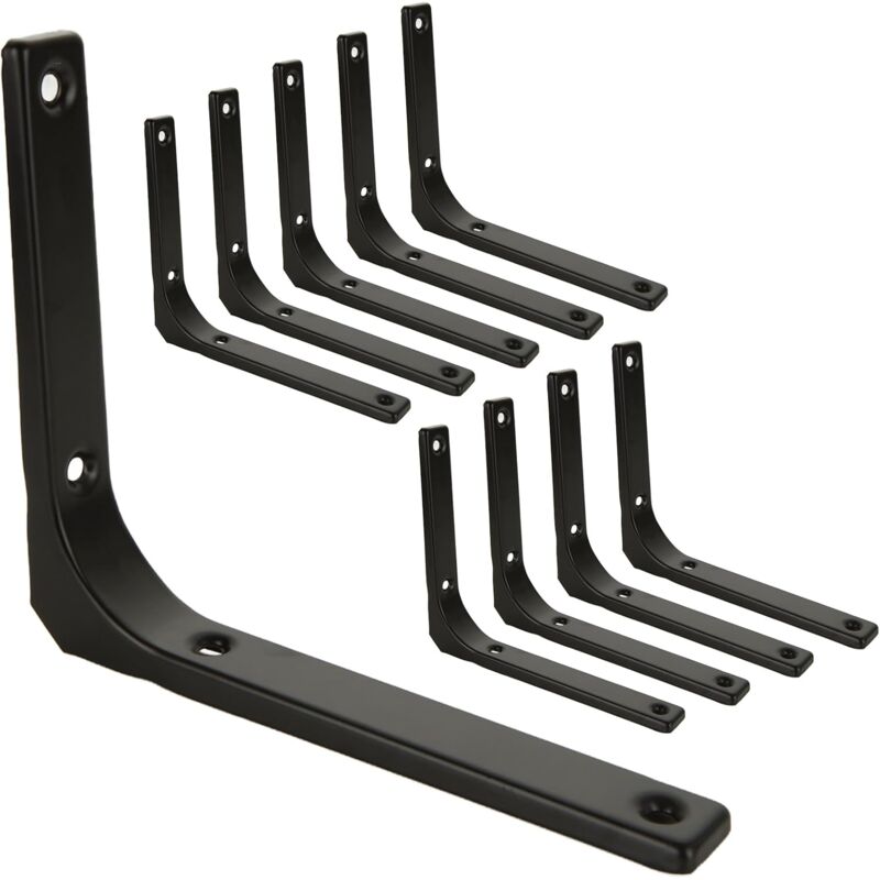 Zvd 10 Stück Wandregal-winkel Schwarz, Metallwinkel 150 Mm X 125 Mm, Schwere Last Tragende Wandregal-halterung