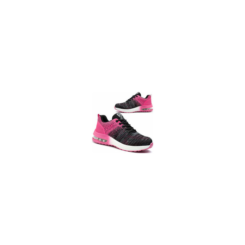 Zvd Sicherheitsschuhe Für Herren Und Damen, Leichte, Atmungsaktive Und Bequeme Sicherheits-sneaker Mit Stahlkappe, Schwarz-rosa, Größe 37