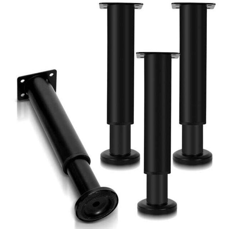 Zvd 4 Stück Möbelfüße 18-30 Cm Ausziehbar (schwarz), Sockelfüße, Stützfüße, Schrankfüße, Verstellbare Sockelfüße, Hotelfüße