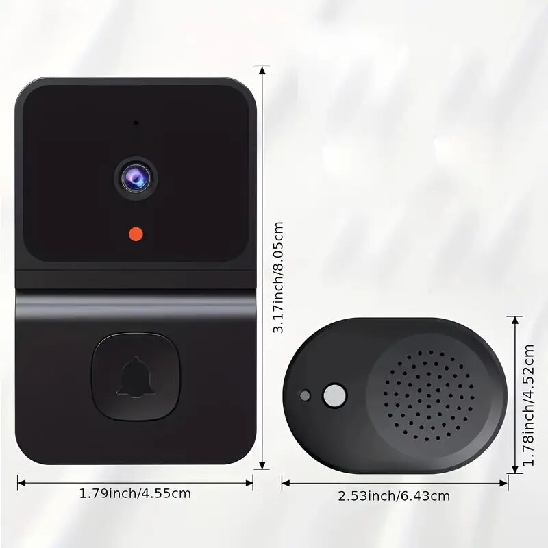 Zvd 1 Wlan-smart-türklingel Mit Eingebautem Akku – Kabellose Sicherheitskamera Mit Zwei-wege-audio, Unterstützt 2,4g-wlan Für Die Haussicherheit, Elegantes Design In Schwarz