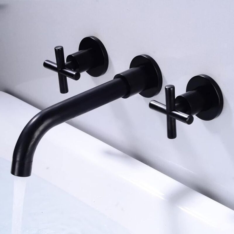 Zvd Wand-duscharmatur Schwarz Mit 2 Griffen, Ausladung 208 Mm