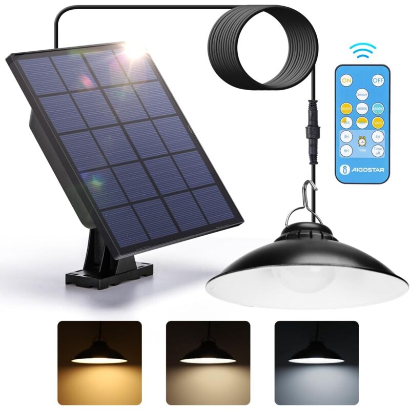 Zvd Solarleuchte Für Außen Mit Fernbedienung, Dimmbar, Solarleuchte Mit Timer, Großer Akku, Ip65 Wasserdicht, Solarleuchte Mit 3-meter-kabel Für Innen/außen