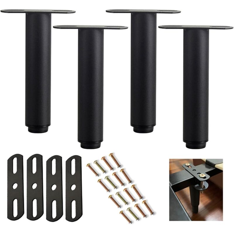 Zvd Möbelfüße, 4 Verstellbare Metall-möbelfüße Für Bettrahmen, Robuste Mittlere Bettplatten-stützfüße 35 Cm