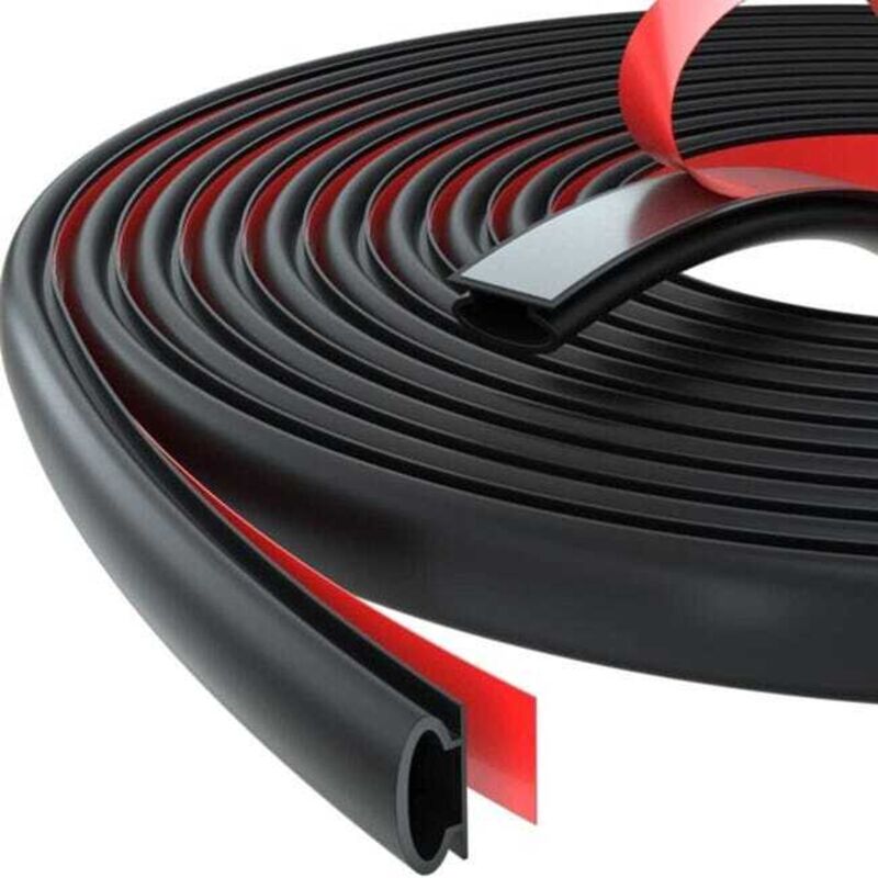Zvd Tür-fenster-dichtung, Kälte- Und Schalldämmend, D-profil, Eingangstür-dichtung Selbstklebend Gummi, Pvc-band Türrahmen Auto (6m, D-schwarz)
