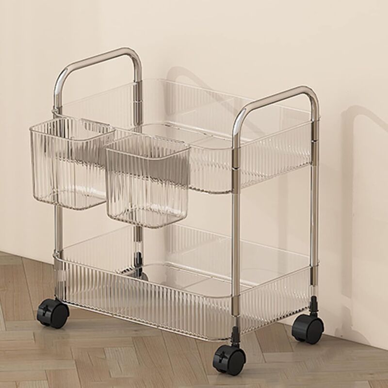 Zvd Transparenter Acryl-aufbewahrungsorganisator, Kosmetik-aufbewahrungswagen, Toiletten-organizer, Nachttisch, 2 Ebenen
