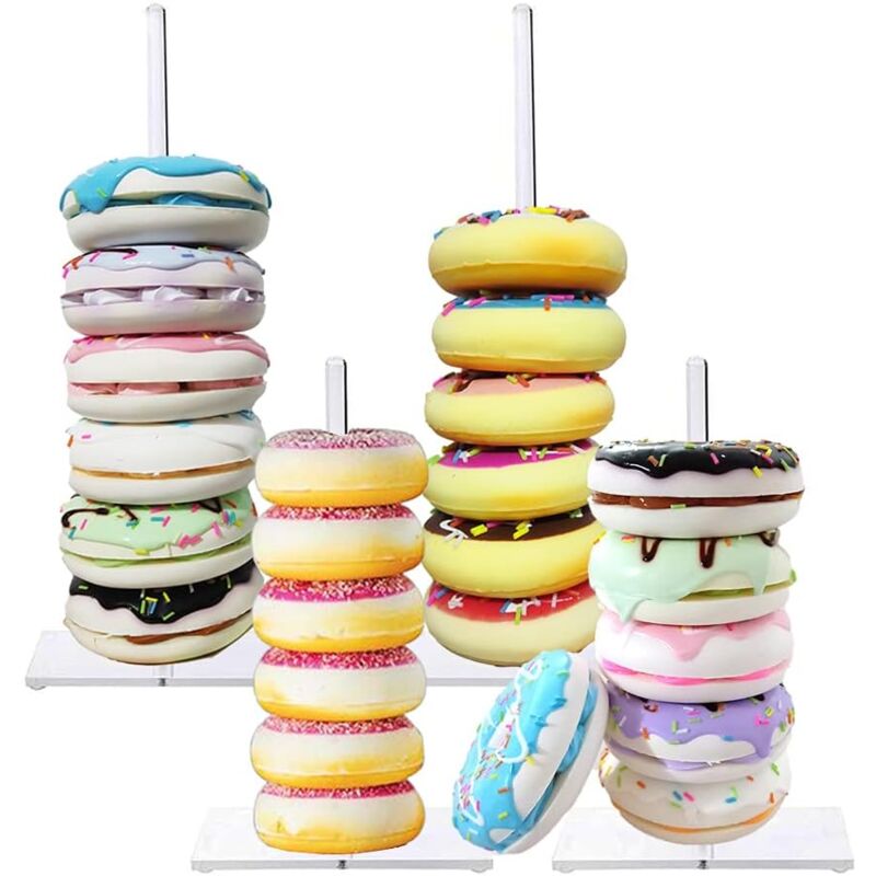 Zvd Tischplatte, Transparenter Acryl-bagelhalter Mit Quadratischem Boden, Transparenter Acryl-donuthalter - 4er-set