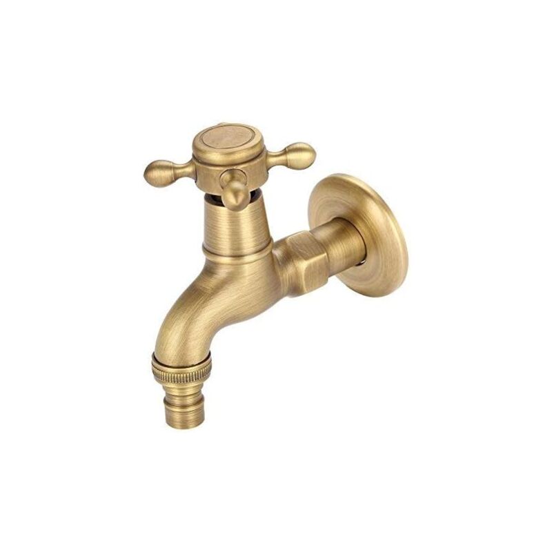 Zvd Wandhahn, Vintage-wandarmatur Aus Massivem Messing, Einhebel-kaltwasserhahn Für Toilette, Badezimmer, Garten, Waschmaschinenhahn (kurz)