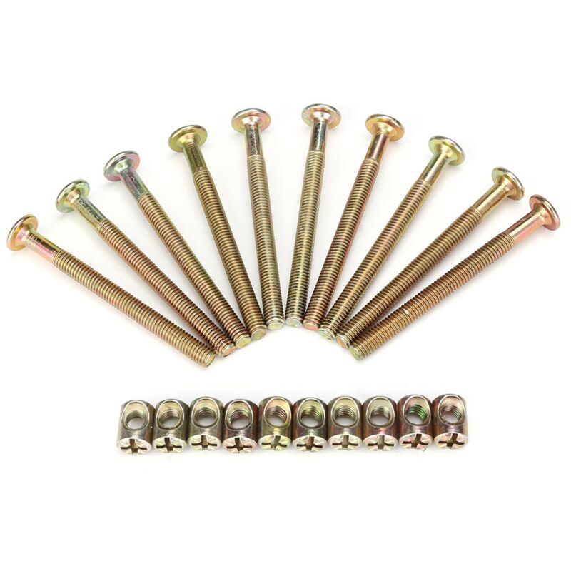 Zvd M6 Möbelschraube, Befestigungsschraube, Kohlenstoffstahl 70mm, Schrauben-mutter-sets Mit 6mm Linsenkopfmutter Verbinder - 10er-pack