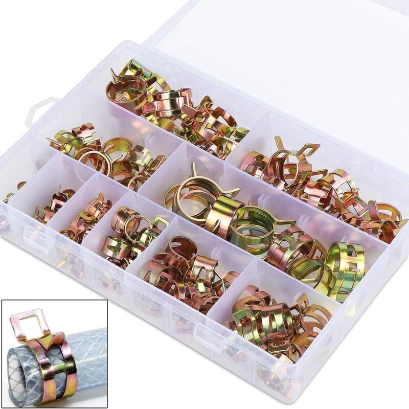 Zvd Feder-schlauchschellen Für Schläuche Und Rohre, 100 Stück, Federklemmen Für Kraftstoffschläuche, Luftschläuche Und -rohre (6-22 Mm, 10 Größen)