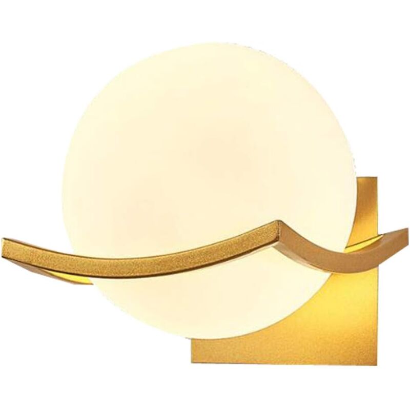 Zvd Runde Glas-wandleuchte Im Nordischen Stil, Led-nachttischlampe, Modern Und Minimalistisch, Mit Goldenem Sockel, Ideal Für Wohnzimmer, Schlafzimmer Oder Büro