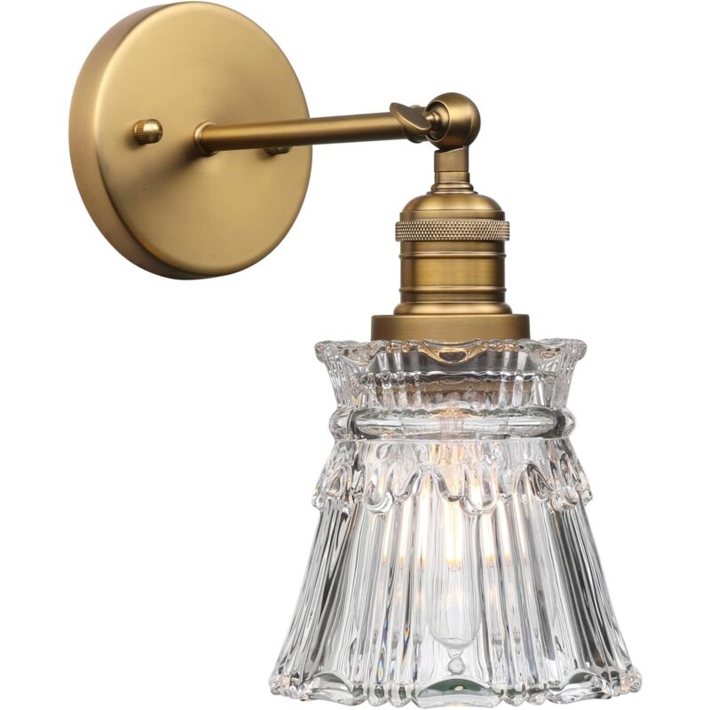 Zvd Vintage Industrie-wandleuchte E27, Innenleuchte Mit Gestreiftem Glas-blütenblattschirm, Wandleuchte Für Wohnzimmer, Schlafzimmer, Esszimmer, Spiegel