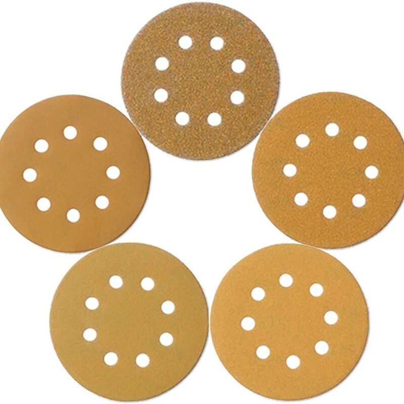 Zvd Klett-schleifscheiben 125 Mm Mit 8 Löchern – 100 Stück, Schleifpapier-sortiment Körnung 60/80/120/240/320, Exzenterschleifer-scheiben, Klettverschluss, Zum Schleifen Und Polieren Von Holz Und Meta