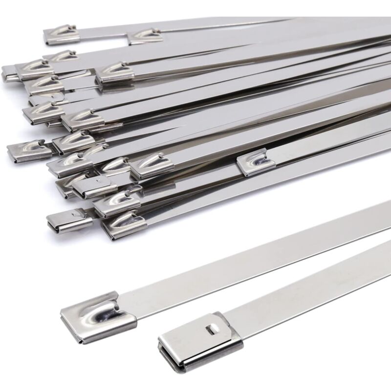 Zvd Metall-kabelbinder 500x7,9mm, Silberne Edelstahl-kabelbinder, Robuste Kabelbefestigungen - Metall-kabelbinder - Zugfestigkeit 120 Kg, 100er-set