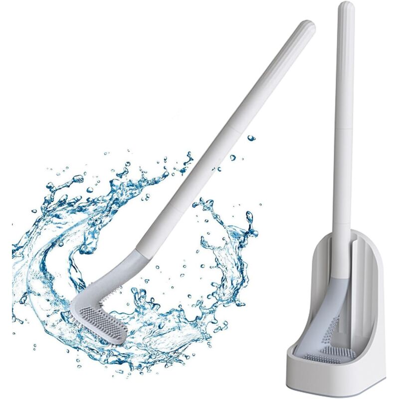 Zvd Silikon-wc-bürste, Toilettenbürste, Toilettenbürste Mit Halter, Badezimmer- Und Wc-bürste Mit Langem Kunststoffgriff, Wand- Oder Bodenmontage, Bürste Für Die Badezimmerreinigung