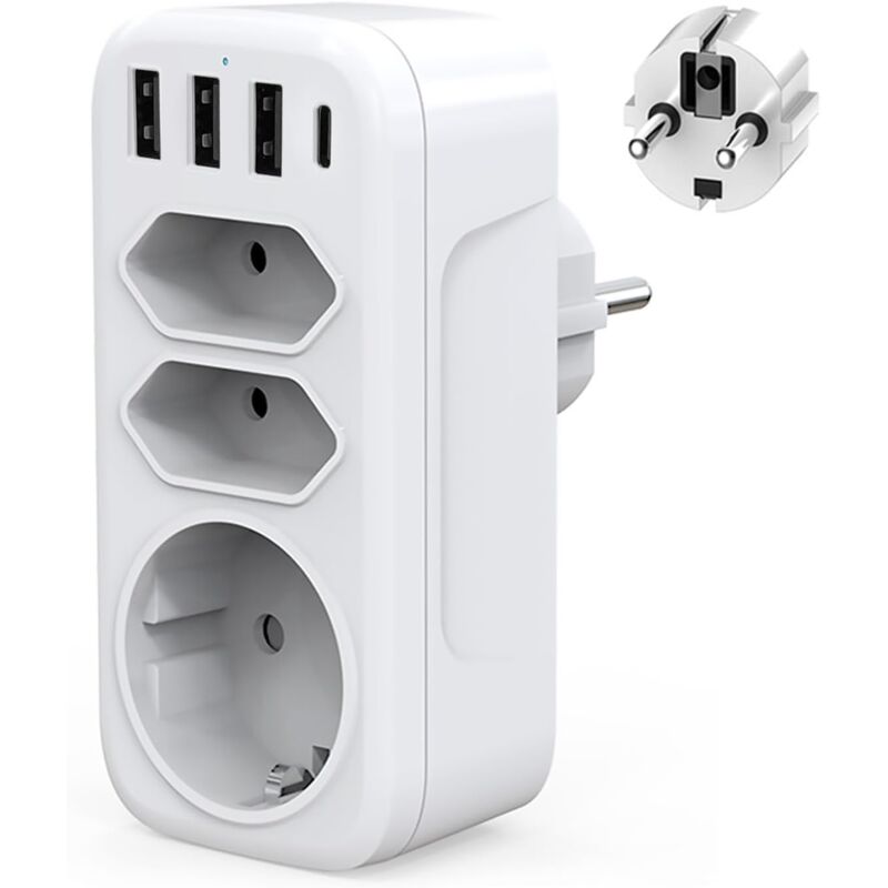 Zvd Wandsteckdosen-mehrfachsteckdose Usb C, Steckdosen-adapter 4000w, Mehrfach-usb-ladegerät Mit 3 Usb + Typ C, 1 Schuko-steckdose Und 2 Euro-steckdosen Für Zuhause, Küche Und Büro