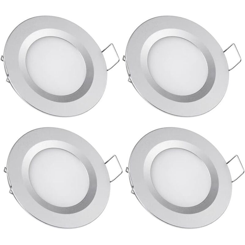 Eingebauter 12-v-led-strahler, Ausschnitt 58-65 Mm, 3 W, 3200 K, Geeignet Für Einbau-deckenleuchten In Wohnmobilen, Booten, Ausgebauten Transportern, Kastenwagen Und Yachten, Warmweißes Licht (silbern