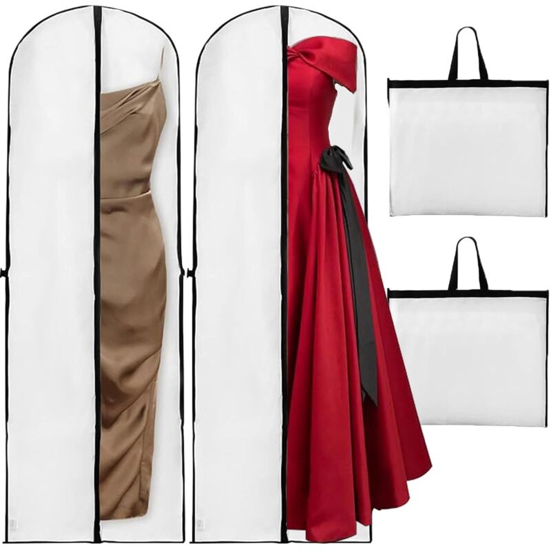 Zvd Kleiderhülle Zum Aufhängen, 180x60 Cm, Faltbare Brautkleid-hülle, Staub- Und Feuchtigkeitsabweisende Lange Kleiderhülle, Kleiderschrank-hülle Für Kostüme, Mäntel, Abendkleider