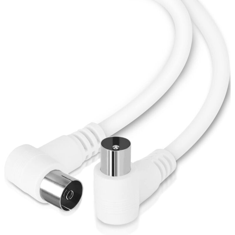 Zvd Tv-antennenkabel, Koaxialkabel, 90°-winkelstecker, Unterstützt Hdtv, Dvb-t, Dvb-t2, Dvb-c, Dvb-s, Dvb-s2, Dab, Radio, 1,5 M, Weiß