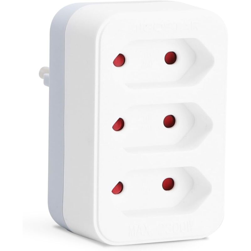 Zvd Mehrfachsteckdose Für Europäische Stecker, Adapter Mit 3 Steckplätzen, 3 Europäische Steckdosen, Kindersicherung, 2.300 W, Weiß