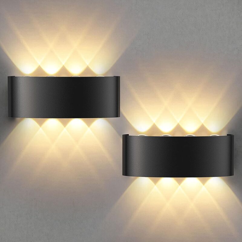 Zvd 2 Stück Moderne Wasserdichte Led-wandleuchte, Up-down-wandlampe Aus Aluminium, Led-wandfluter Für Innen Und Außen, Für Badezimmer, Schlafzimmer, Flur, Wohnzimmer, Veranda, Treppe, 8 W Warmweiß