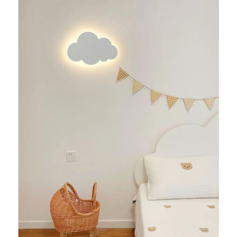 Zvd Led-wandleuchte Kinderzimmer, Wandbeleuchtung, Warmweißes Licht, Leselampe Für Schlafzimmer, Weiße Kreative Wolkenlampe, Nachtlicht Für Wohnzimmer Und Flur, Acryl-nachttischlampe