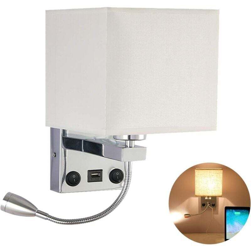Zvd Nachttisch-wandleuchte, Flexible Usb-led-leseleuchte Mit Schwenkbarem Arm Fürs Schlafzimmer, E27 Wand-nachtlicht (glühbirnen Nicht Enthalten) (1 Mit Usb-anschluss)