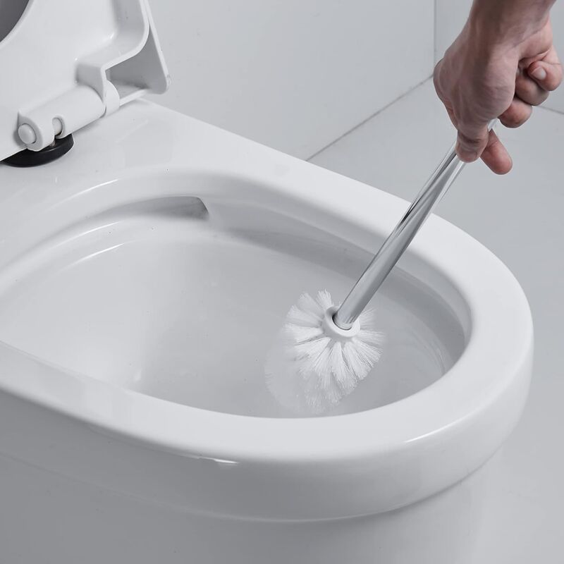 Zvd Wc-bürste Mit Halter, Badezimmer-toilettenbürsten-set Mit Edelstahlgriff Und Behälter Aus Gehärtetem Glas