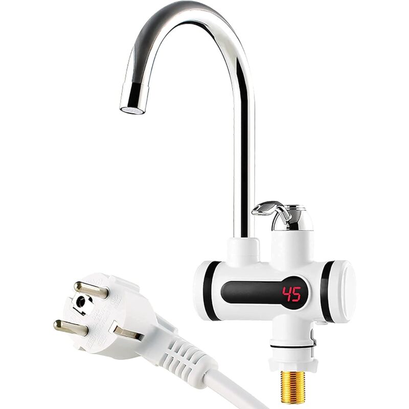 Zvd Elektrischer Warmwasserhahn, Elektrischer Durchlauf-warmwasserhahn 220 V Mit Led-digitalanzeige, Schnellheizender Küchen-/badezimmer-warmwasserhahn