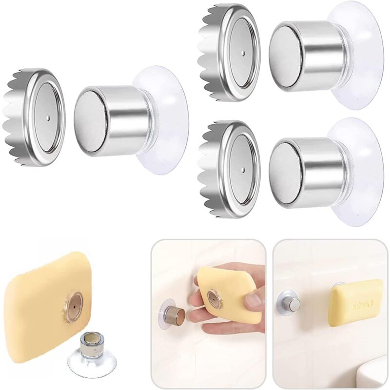 Zvd Seifenhalter, 1er-pack Magnetischer Saugnapf-seifenhalter, Magnetischer Seifenhalter Für Dusche, Wand, Edelstahl, Bohrfreie Wandhalterung Für Bad Küche Wc (3 Stück-zylindrisch) 3, 1 X 1, 9 6 Mm