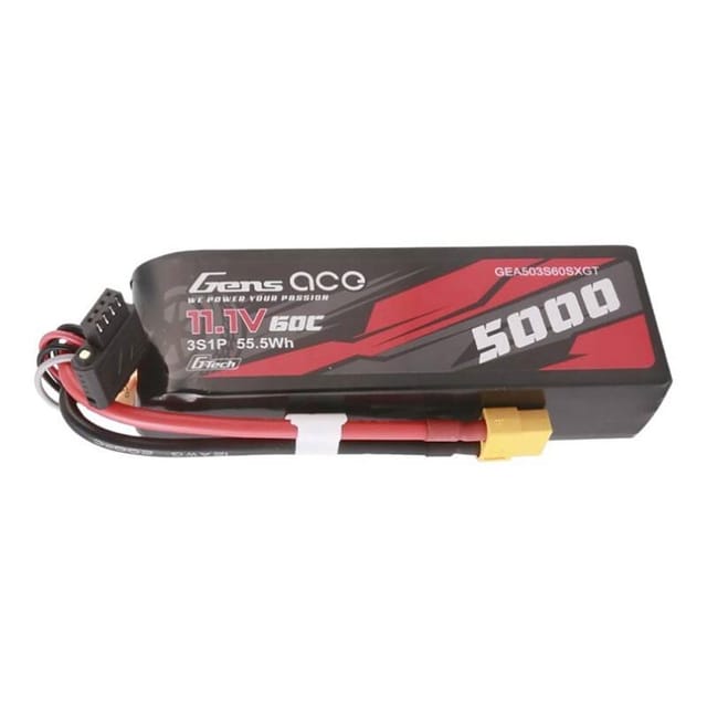 Gens ace &Tattu G-Tech 5000mAh 11.1V 60C 3S1P Lipo With XT60 Plug