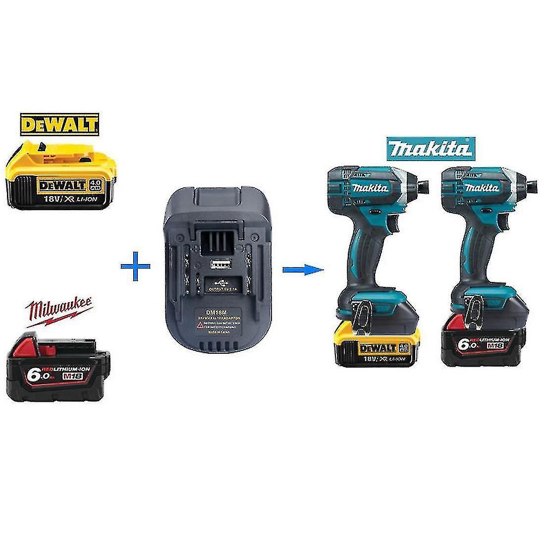 Dewalt Dcb Milwaukee M18 18v/20v Lithium-akku-konverteradapter Für Makita Bl18 Serie 18v Lithium-akkus Für Elektrowerkzeuge