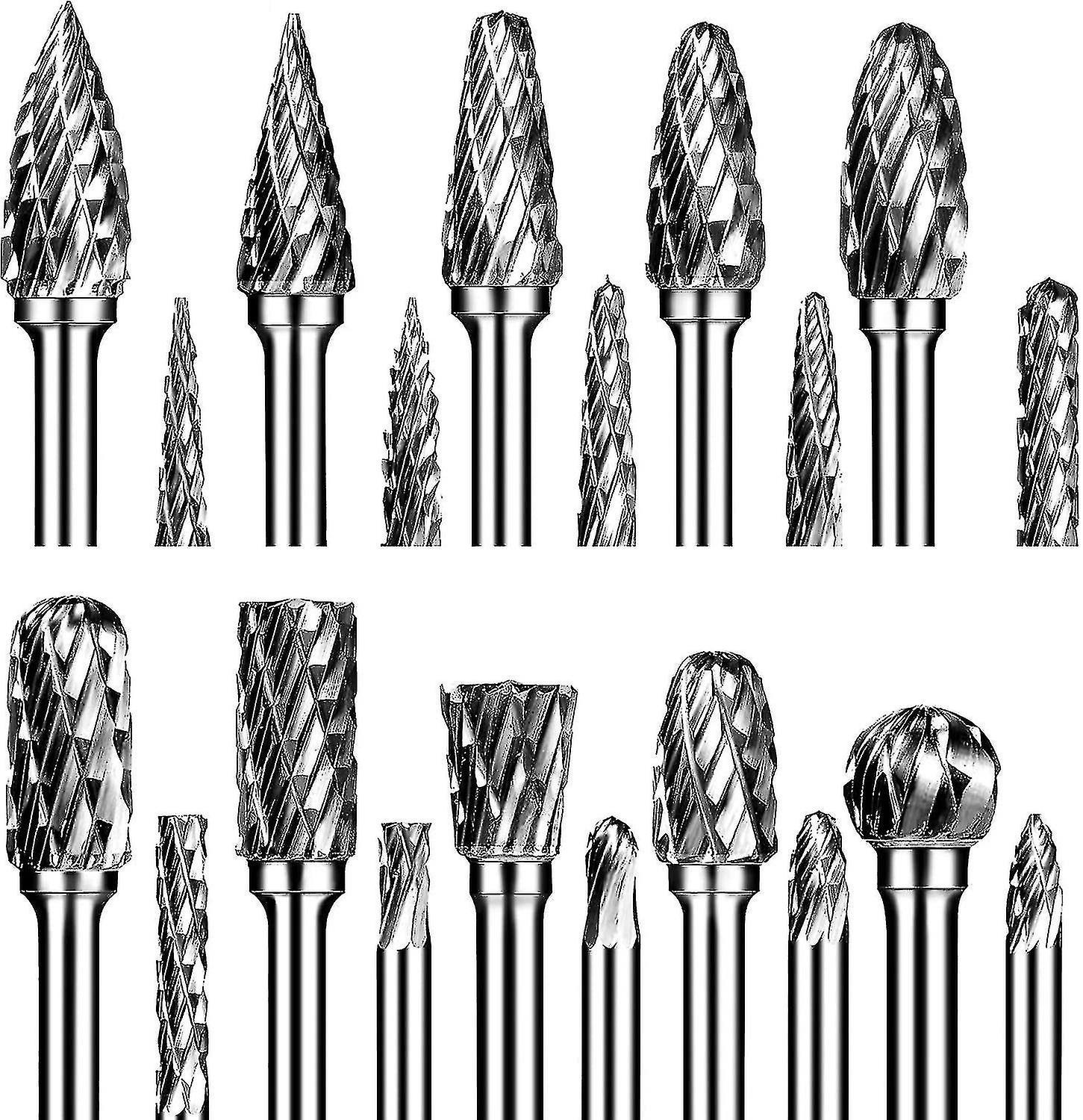 Hartmetall-fräserset, 20 Doppelt Schneidende, Rotierende Wolframkarbid-fräser Für Dremel, Für Metallbearbeitung Und Holzbearbeitung.