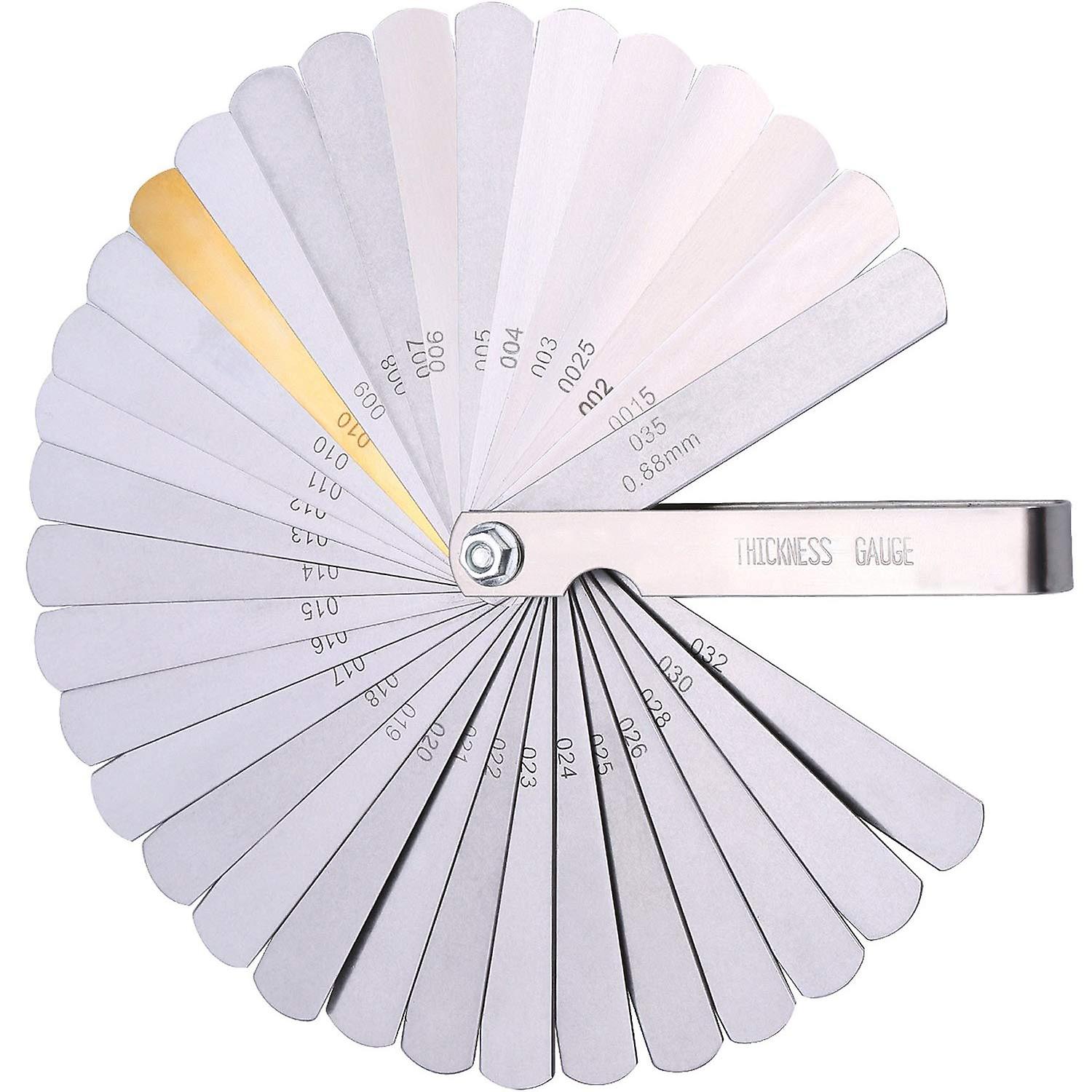 Metrisches Dickenmessgerät-set Aus Edelstahl Mit 32 Messblättern Zur Messung Von Breite, Dicke Und Abmessungen Von Zwischenräumen.