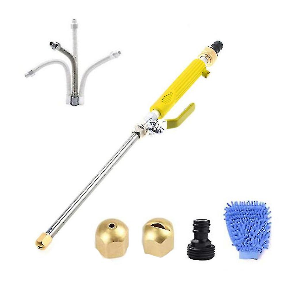 Set Mit 6 Gelben Hochdruck-spritzpistolen Für Garten- Und Autoreinigung
