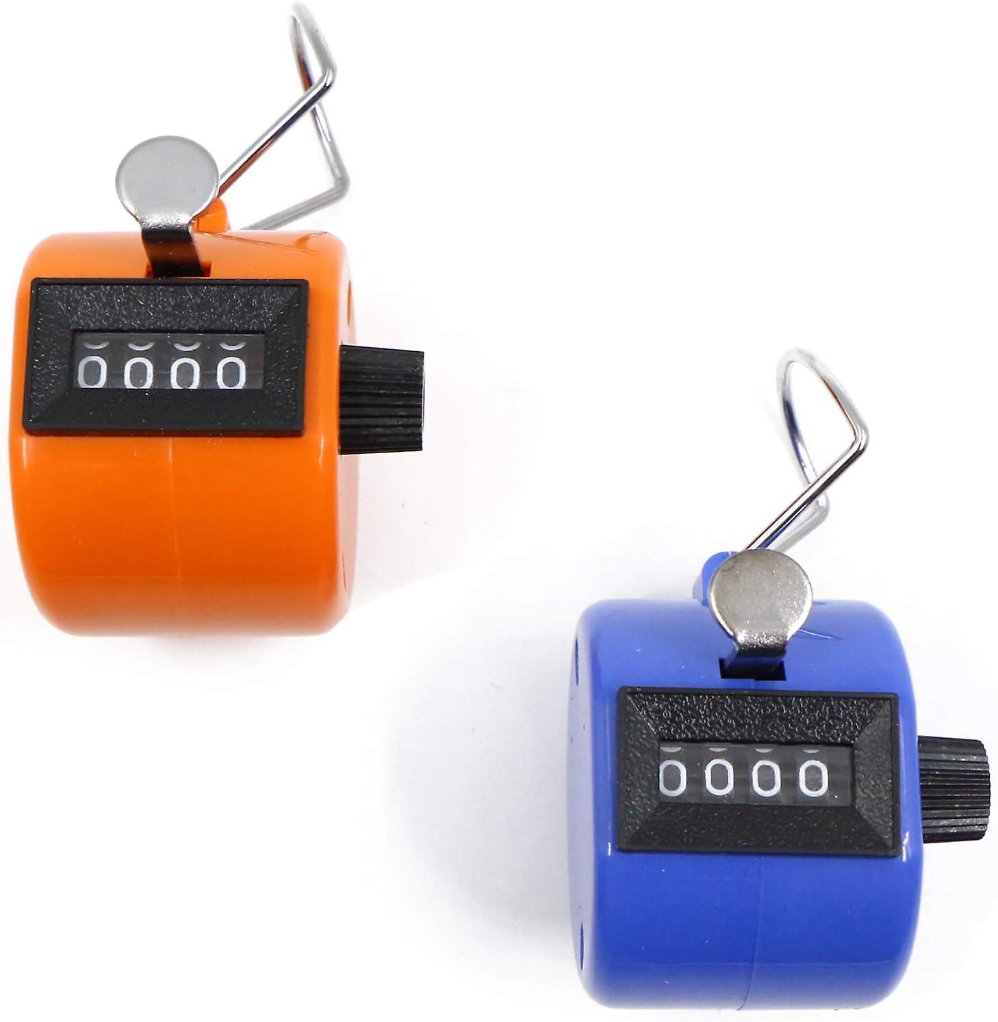 Set Mit 2 Batterielosen Mechanischen Tachometern – Orange Und Blau, 4-stellige Manuelle Anzeige, 4,3 Cm X 4,3 Cm X 5,2 Cm, 29 G – Ideal Für Reisen, Sport, Training Und Schulveranstaltungen