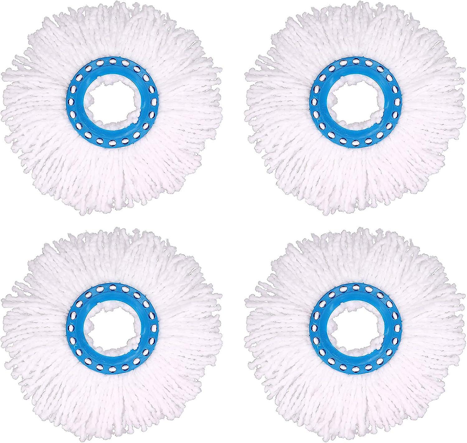 Set Mit 4 Runden Ersatz-mikrofaser-wischmoppköpfen, 360°-drehung Für Die Bodenreinigung, 16 Cm Durchmesser, Blau