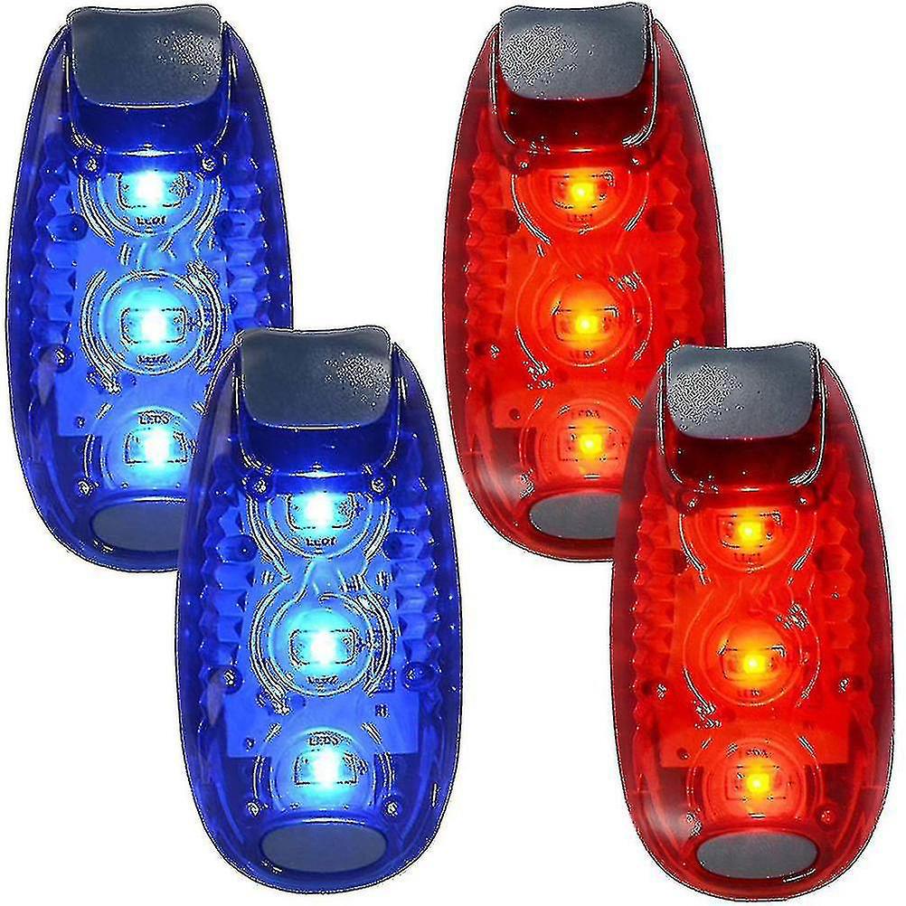 Set Mit 4 Gut Sichtbaren, Ansteckbaren, Blinkenden/warnenden Led-sicherheitsleuchten Für Läufer, Fahrräder, Hunde, Kinder, Boote, Zum Laufen, Spazierengehen Und Joggen (blau, Rot)