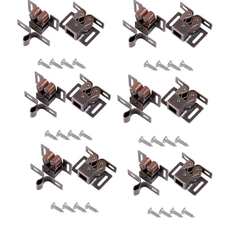 Set Mit 12 Verzinkten Doppelrollenverschlüssen Für Küchenschränke, Kommoden Und Schubladen – Rotbronze