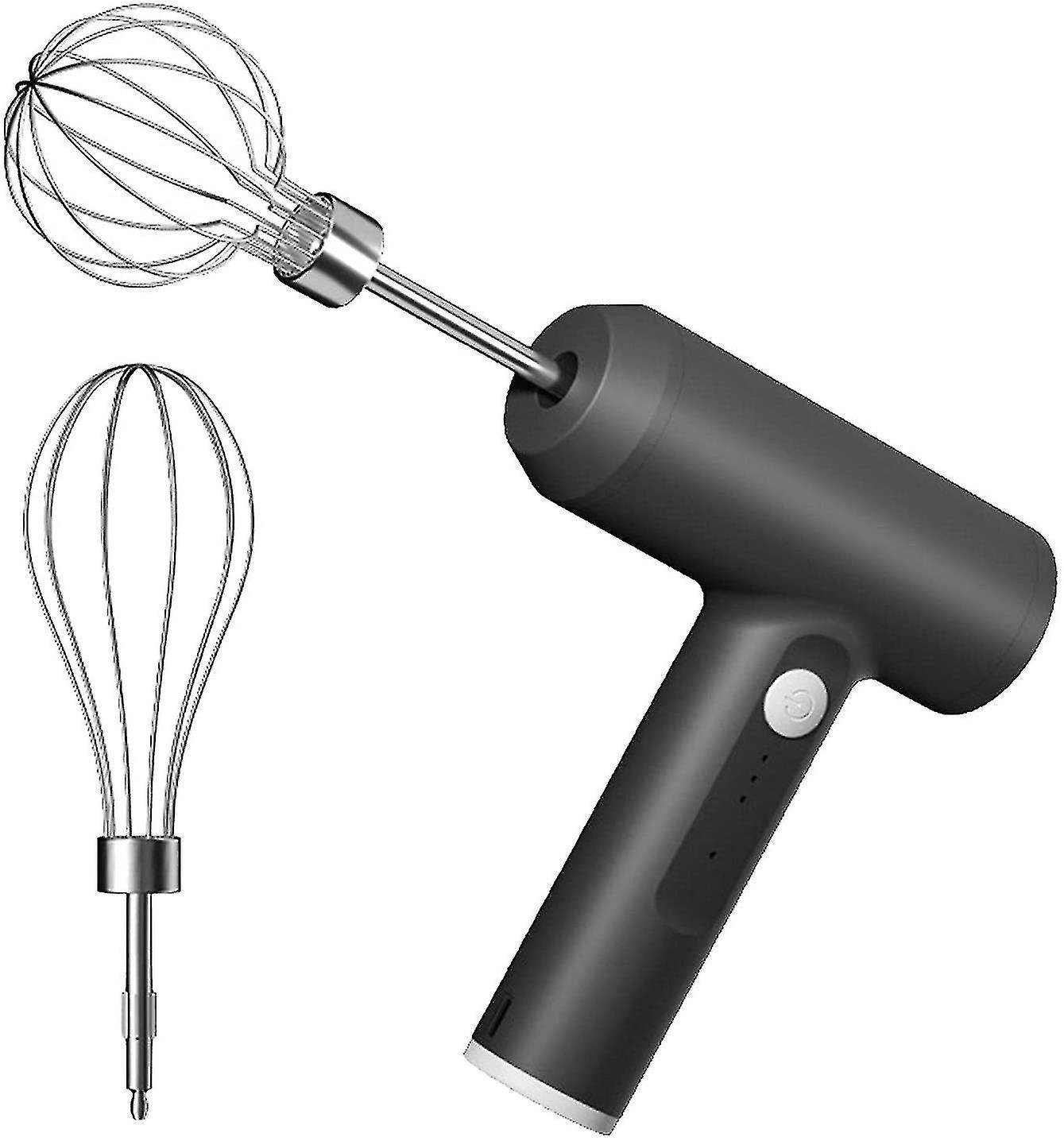 Multifunktionaler Elektrischer Mixer Mit 3 Geschwindigkeitsstufen, Edelstahl-rührbesen, Usb-aufladbar, Zubehör Zum Backen, Kochen Und Kuchenbacken (grau)