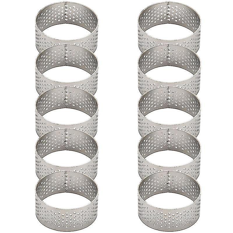 Set Mit 10 Runden 4,5 Cm Edelstahl-tarteringen, Vorkompatibel, Nahtlos Und Mit Loch.
