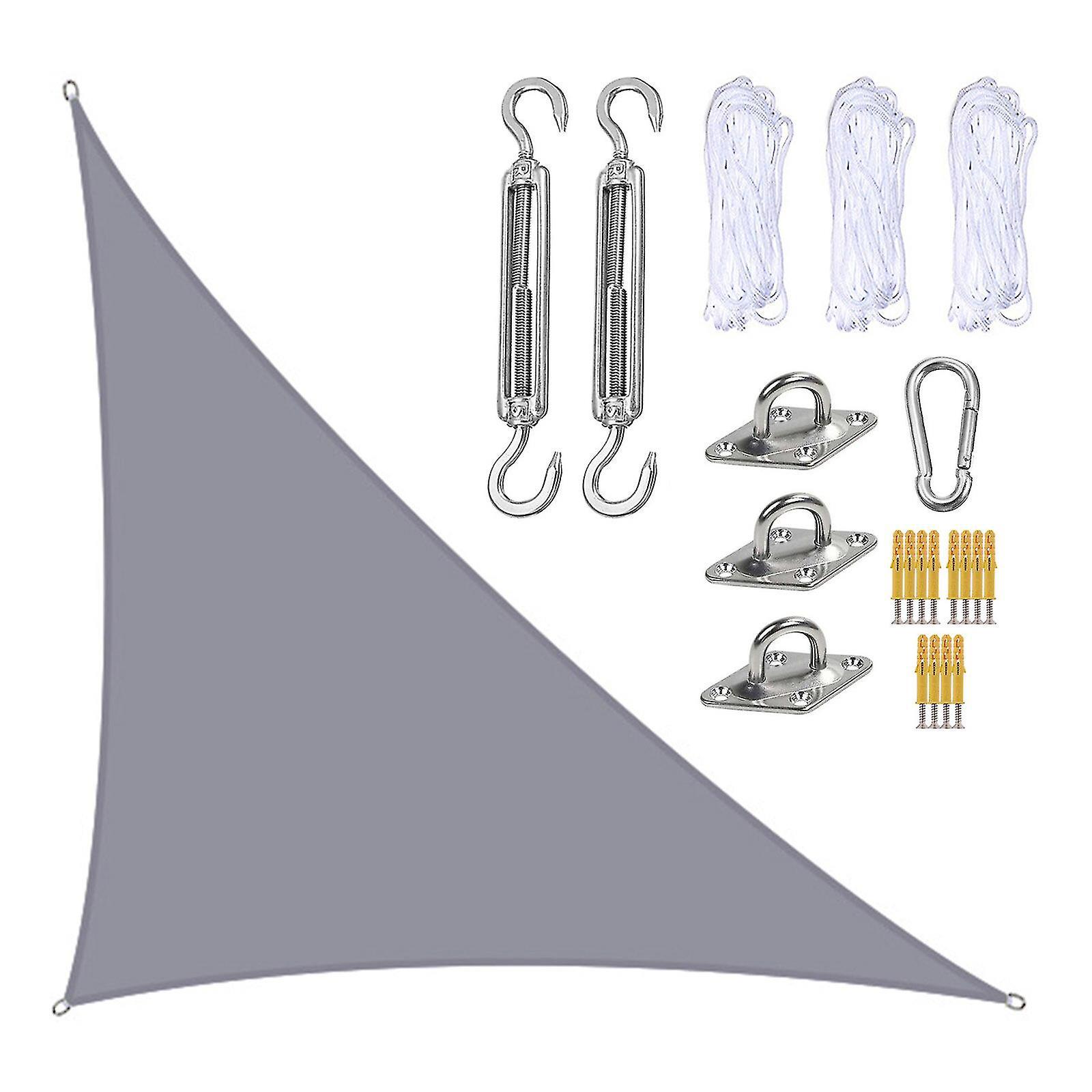Wasserdichtes Sonnensegel 3 X 4 X 5 M, Dreieckige Sonnenschutzmarkise Für Terrasse Und Pool, Mit Befestigungsset Ns2gray