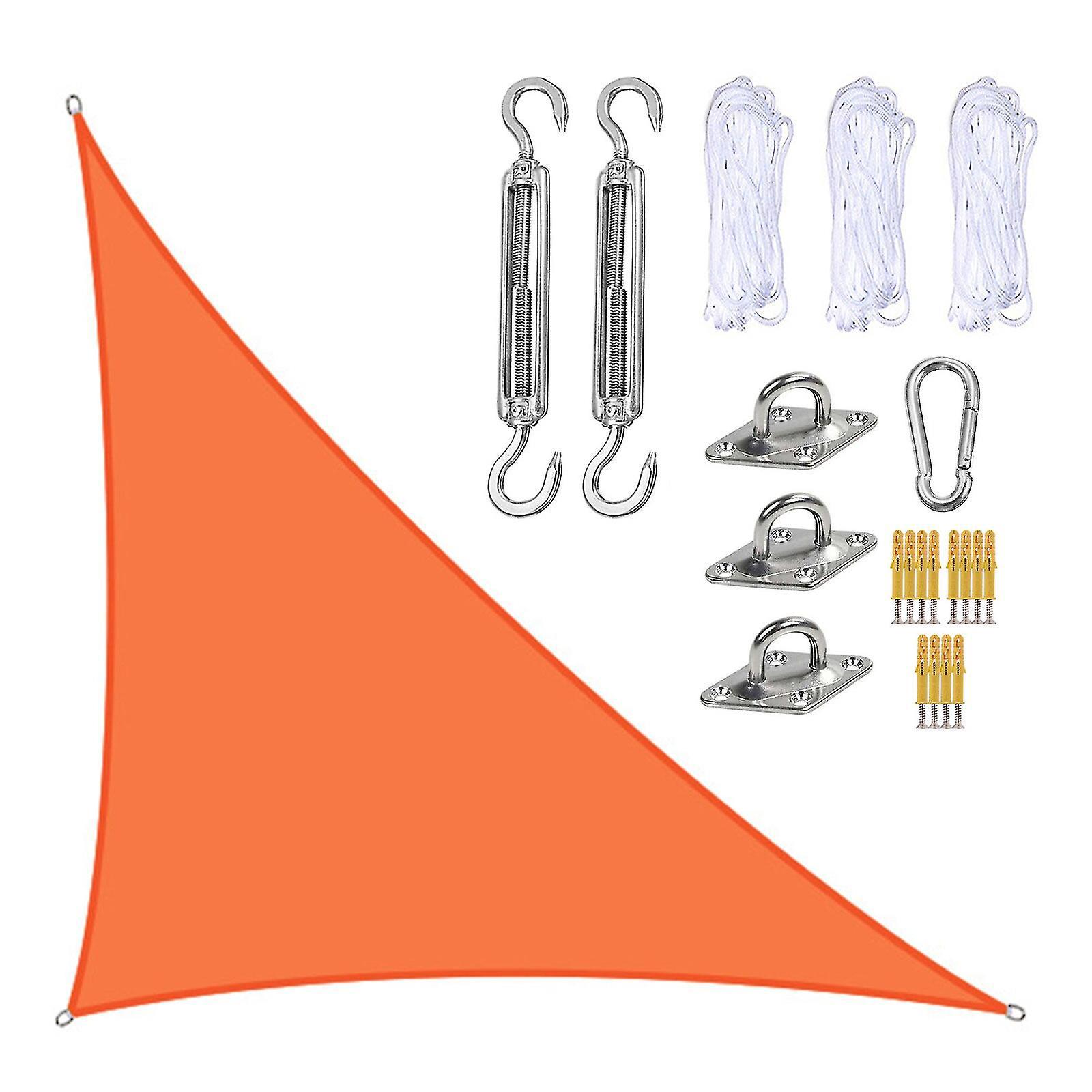 Wasserdichtes Sonnensegel 3 X 4 X 5 M, Dreieckige Sonnenschutzmarkise Für Terrasse Und Pool, Mit Befestigungsset Ns2orange