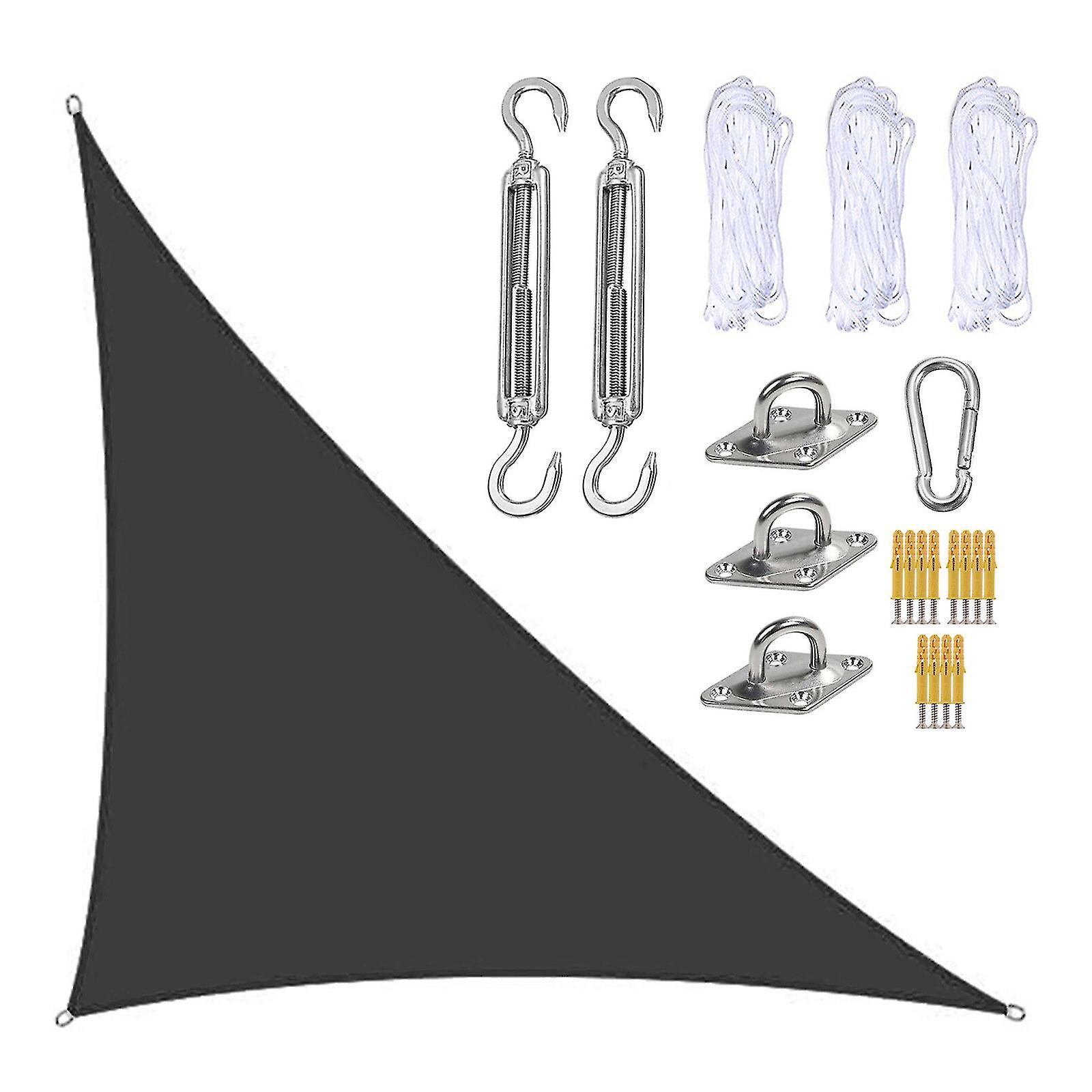 Wasserdichtes Sonnensegel 3 X 4 X 5 M, Dreieckige Sonnenschutzmarkise Für Terrasse Und Pool, Mit Befestigungsset Ns2black