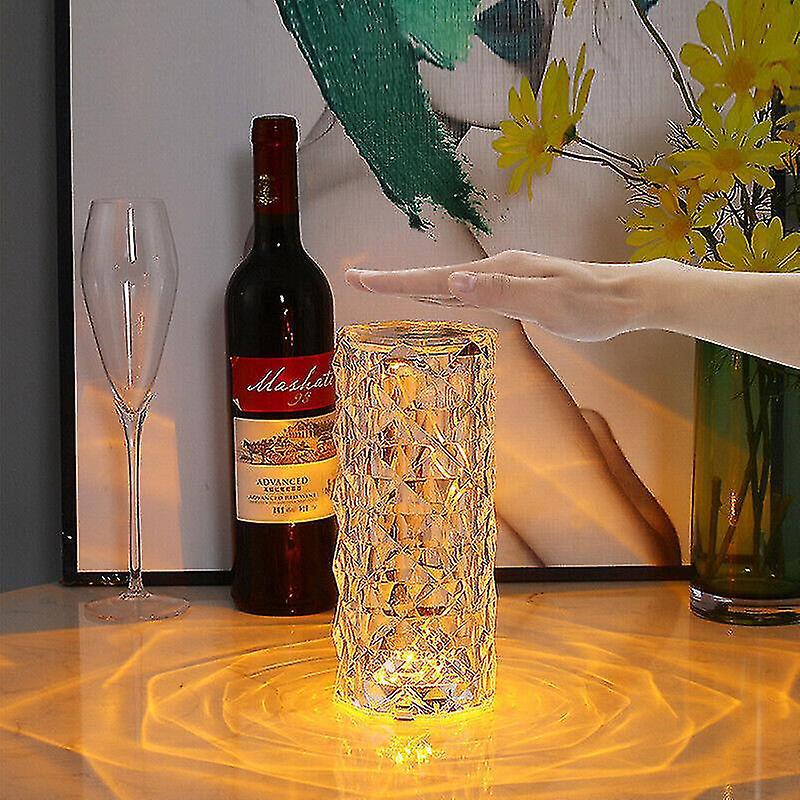 Kristall-led-tischleuchte, Diamantrosen-nachttischleuchte Mit Touch-funktion – 3 Farben